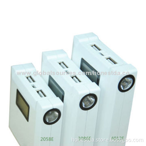 Universal Portable Mobile Power Bank with LCD Display and Dual USB Output Port